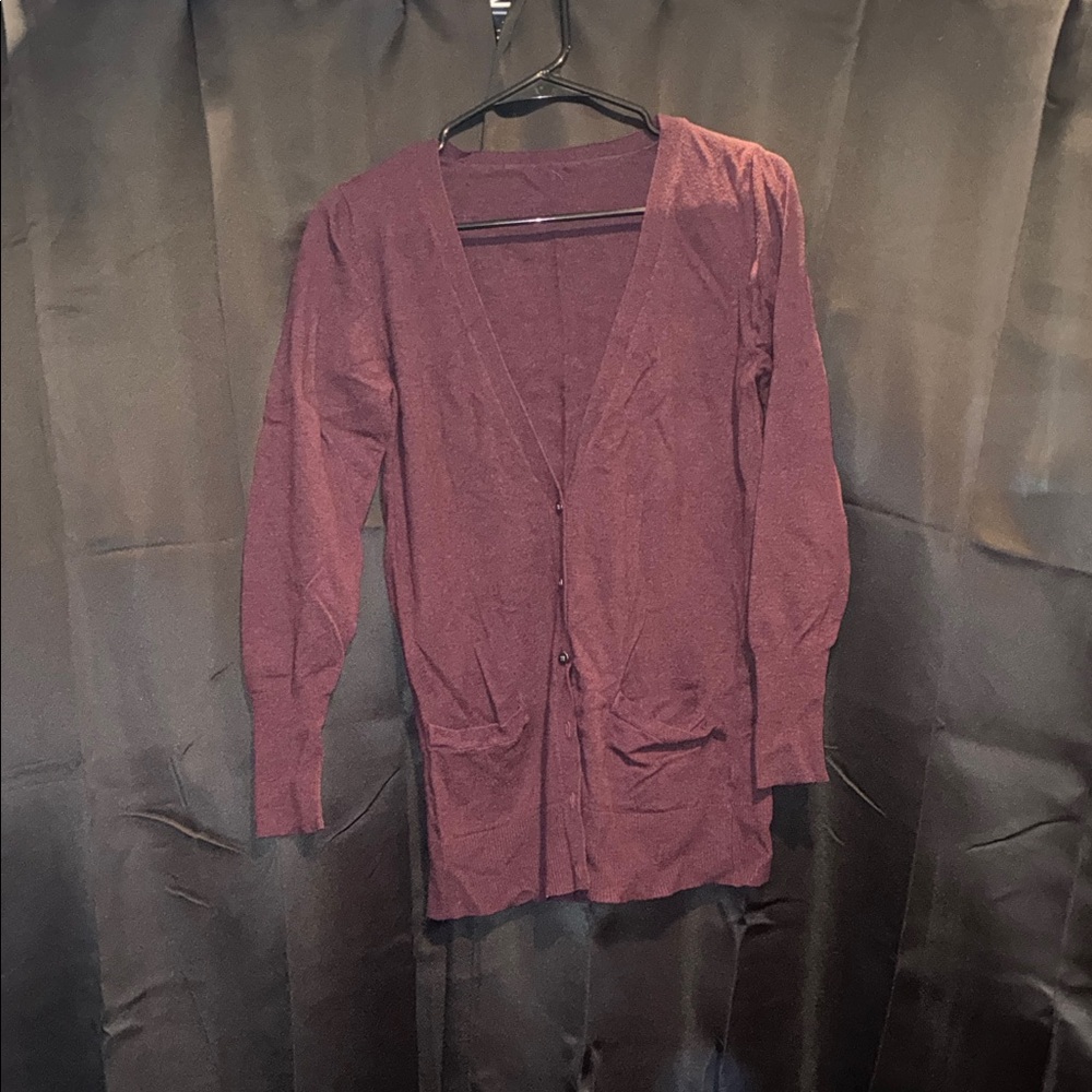 Women's Burgundy Cardigan Sweater